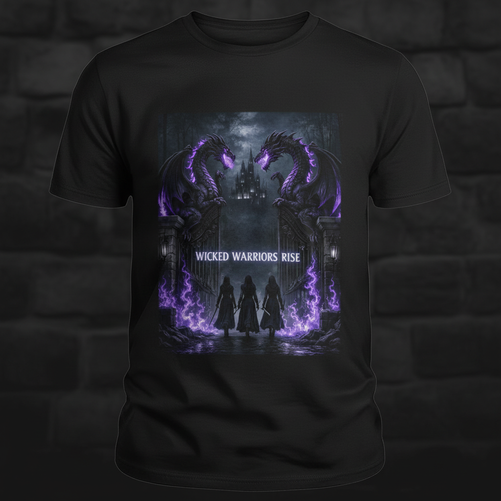Wicked Warriors Rise Black T-Shirt - Purple Dragon Gate