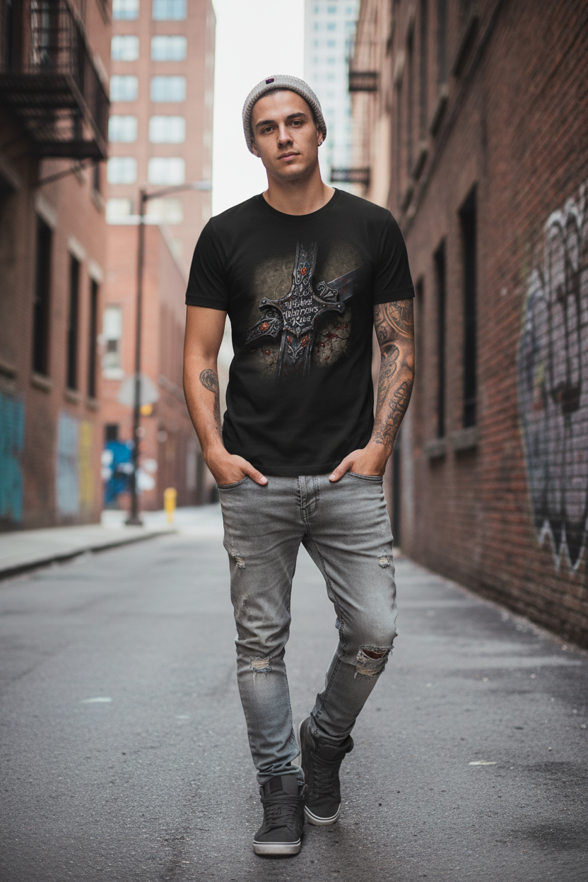 Wicked Warriors Rise T-Shirt - Legendary Sword Design