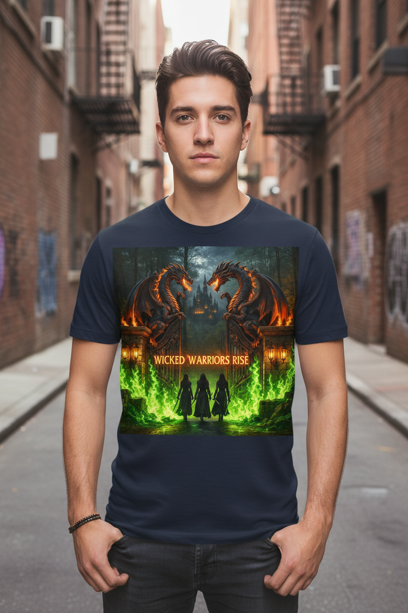 Wicked Warriors Rise Black T-Shirt - Dragon Gate Design